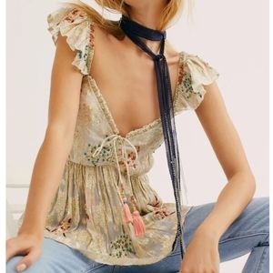 Free People All That Shimmers Jacquard Top XL NWT Concert Boho